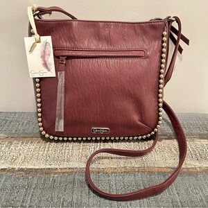 Jessica Simpson Camile Crossbody in Zinfandel with stud detailing